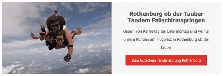 Tandemsprung Rothenburg ob der Tauber Fallschirmspringen Geschenk Gutschein Flugplatz