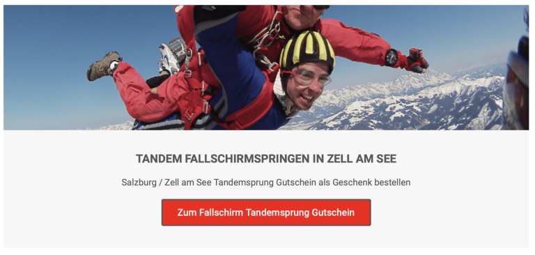 Tandemsprung Österreich Zell am See Salzburg Fallschirmspringen Geschenk Gutschein