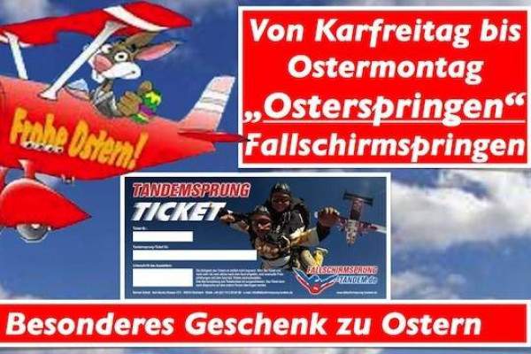 Ostern Tandemsprung Geschenk Fallschirmspringen Gutschein Flugplatz Auswahl