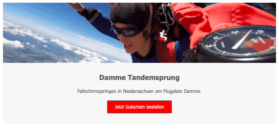 Niedersachsen Tandemsprung Damme Fallschirmspringen Fallschirmsprung Geschenk Gutschein