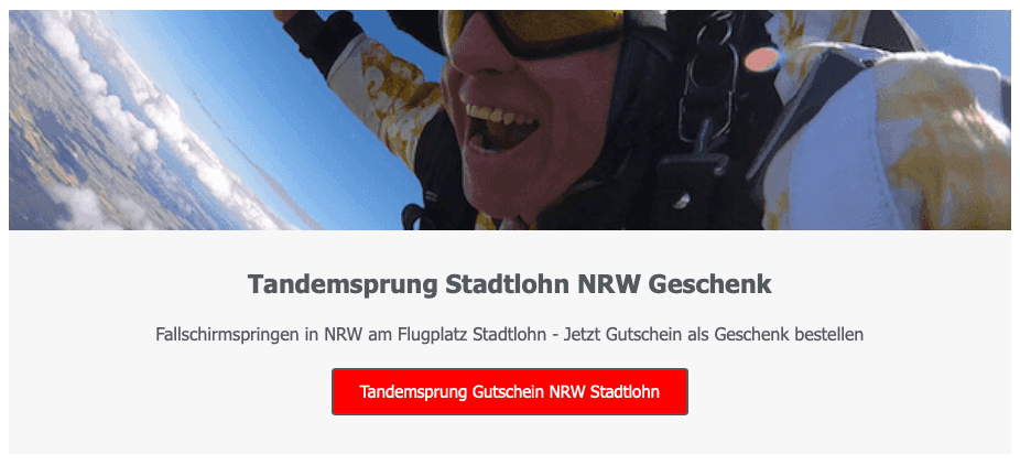 Stadtlohn NRW Tandemsprung Fallschirmspringen Fallschirmsprung Geschenk Gutschein