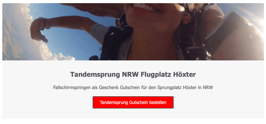 Nordrhein Westfalen Höxter Tandemsprung Fallschirmspringen Fallschirmsprung Geschenk Gutschein