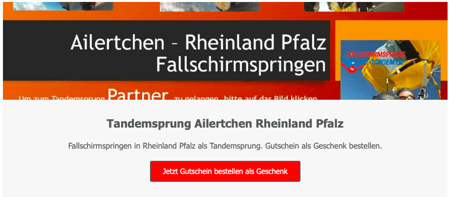 Ailertchen Fallschirmsprung Rheinland Pfalz Tandemsprung Geschenk Gutschein Fallschirmspringen